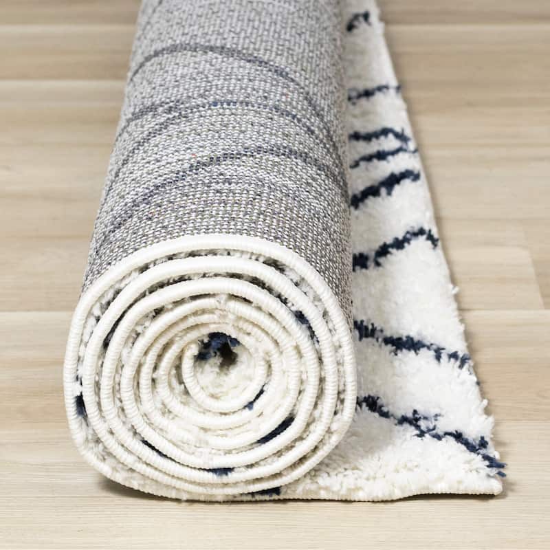 Taylor Collection - Cream Navy Diamonds Shag Area Rug