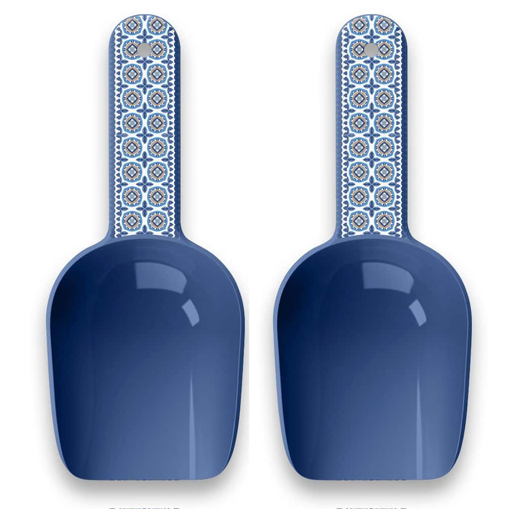 Abode Homewares Moroccan Melamine Pet Food Scoop - 2 Cup - Blue - Set of 2