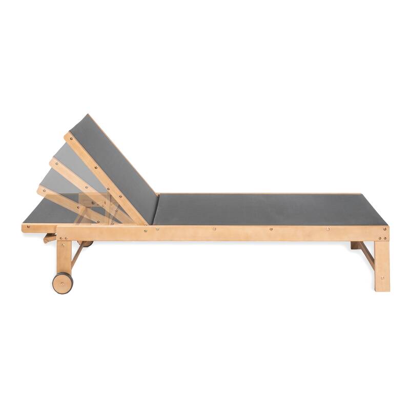 Barclay Coastal Modern Acacia Wood Mesh 3-Position Outdoor Chaise Lounge Set with Side Table, by JONATHAN Y