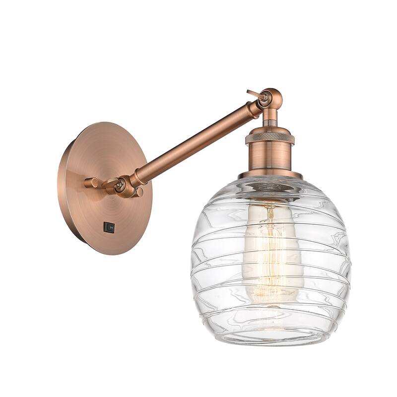 Innovations Lighting 317-1W-13-6 Belfast Sconce Belfast 13" Tall Wall - Antique Copper / Deco Swirl
