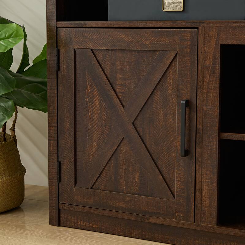 Farmhouse Style 60-Inch TV Stand with Cable Management & Storage for 65-Inch TVs.