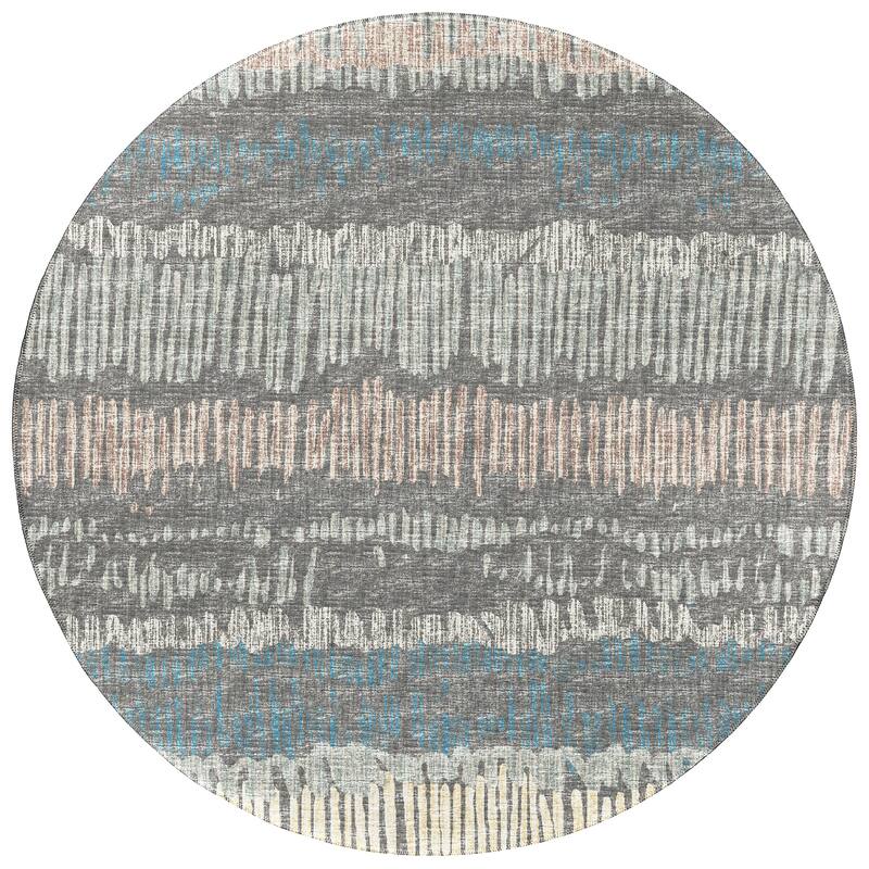Indoor/Outdoor Rylee Sketches Washable Rug New. - Gray - 8' x 8' Round