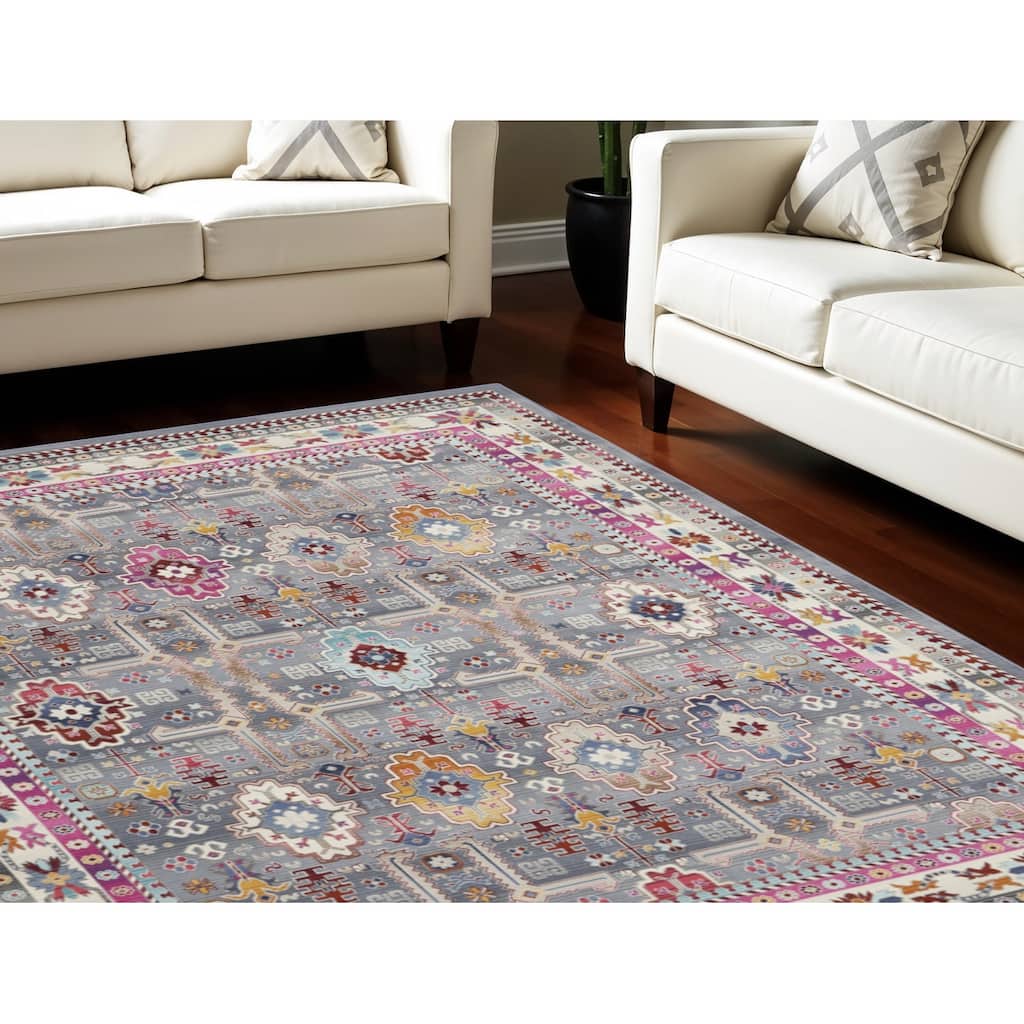 HomeRootsFloral Bohemian Rectangle Area Rug - 142' X '106' X '0.5