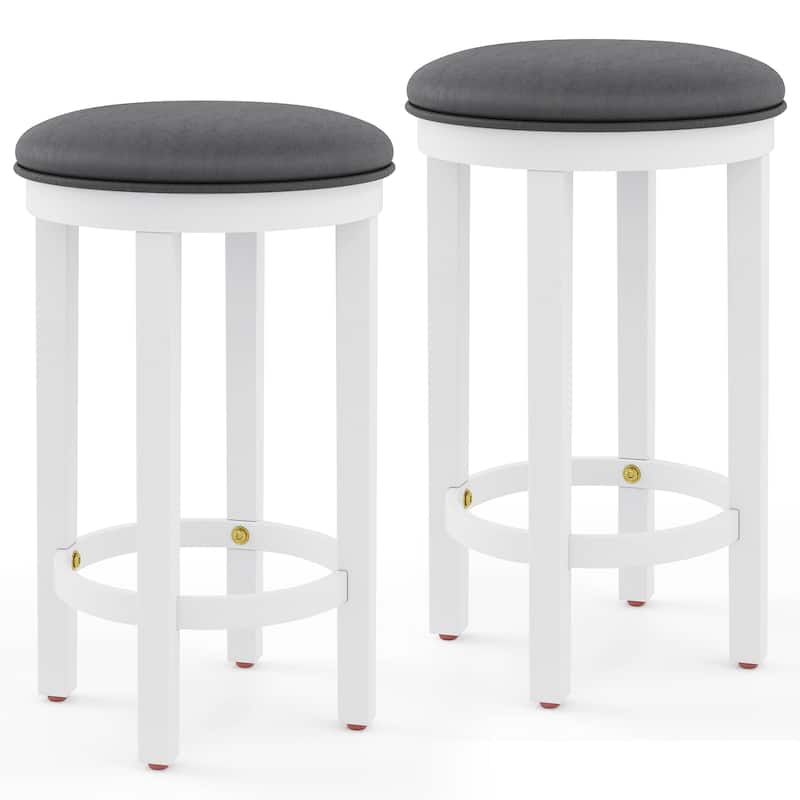 Gymax Upholstered Bar Stool Set of 4 25'' Counter Height Bar Chairs w/
