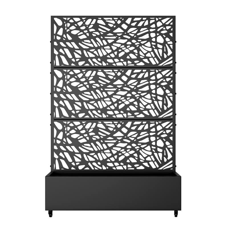 Metal Movable Planter Box with Trellis Privacy Screen Planter Box with Lockable Wheels