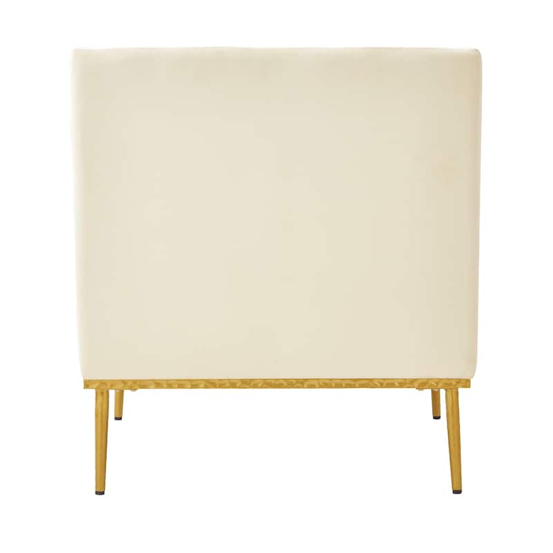 Roomfitters Modern Velvet Accent Armchair with Curved Armrests, Iron Frame Single Sofa