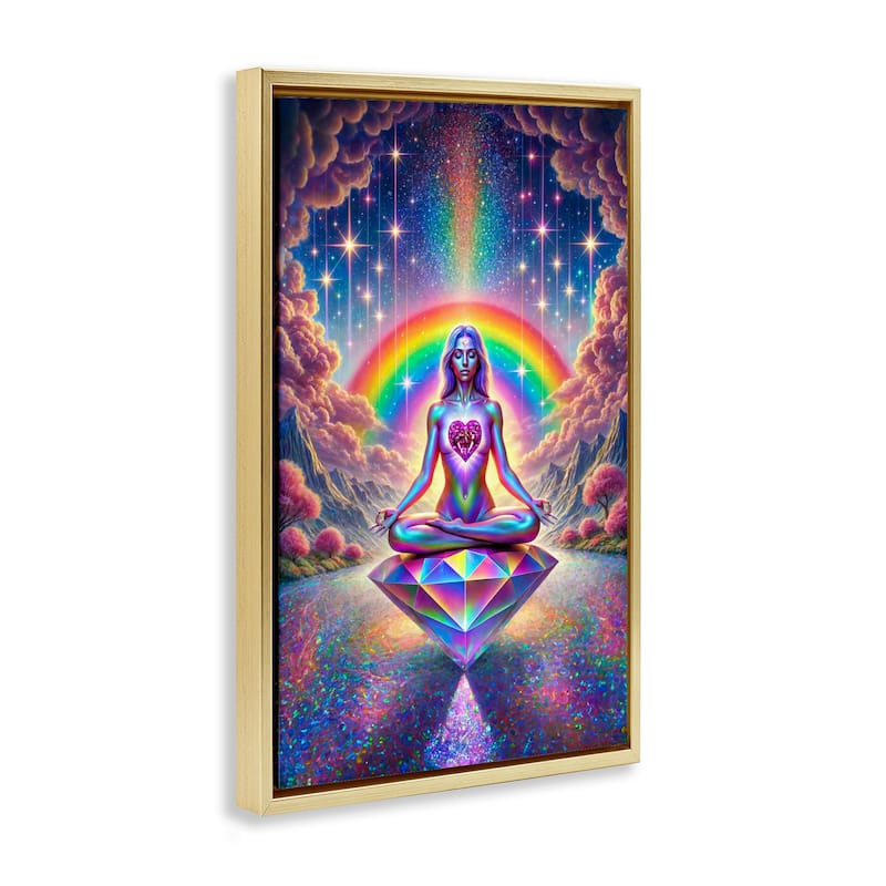 Stupell Spiritual Enlightenment Meditation Framed Floater Canvas Wall Art Design By Spirit of the Rainbow