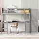 preview thumbnail 2 of 7, Gray Solid Pine Wood Loft Bed with Desk, Shelves, Wardrobe, and Guardrails