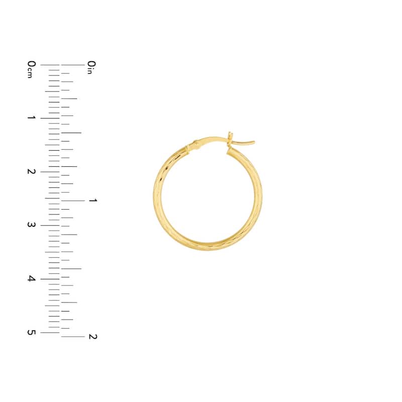 Curata 10k Yellow Gold 2x20mm Full Sparkle Cut Round Hoop Earrings