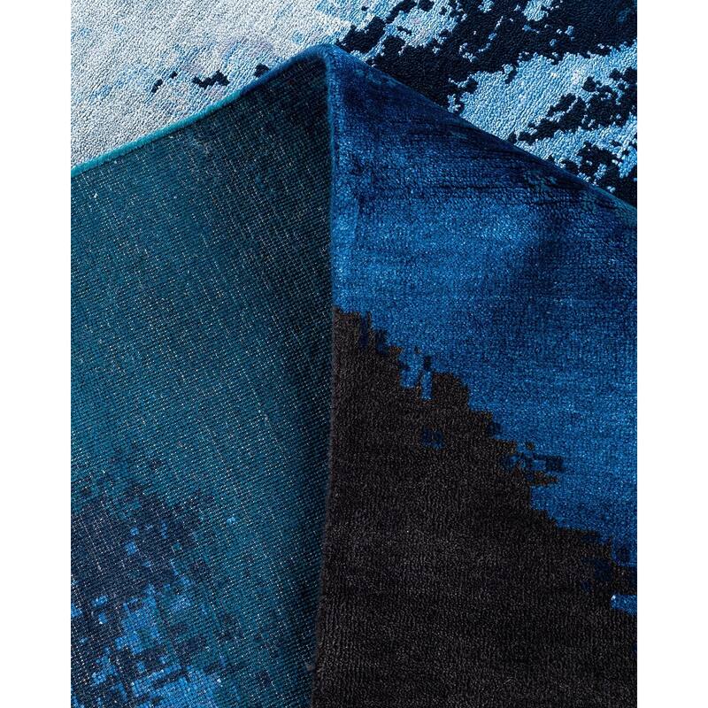 Ikat One-of-a-Kind Hand-Knotted Area Rug - Black, 9' 2" x 12' 1" - 9' 2" x 12' 1"