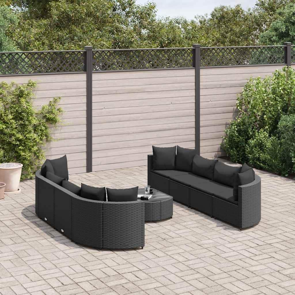 vidaXL Patio Sofa Set with Cushions Lounge Setting Outdoor Furniture Poly Rattan - 8.2 x 12.1 x 4.6
