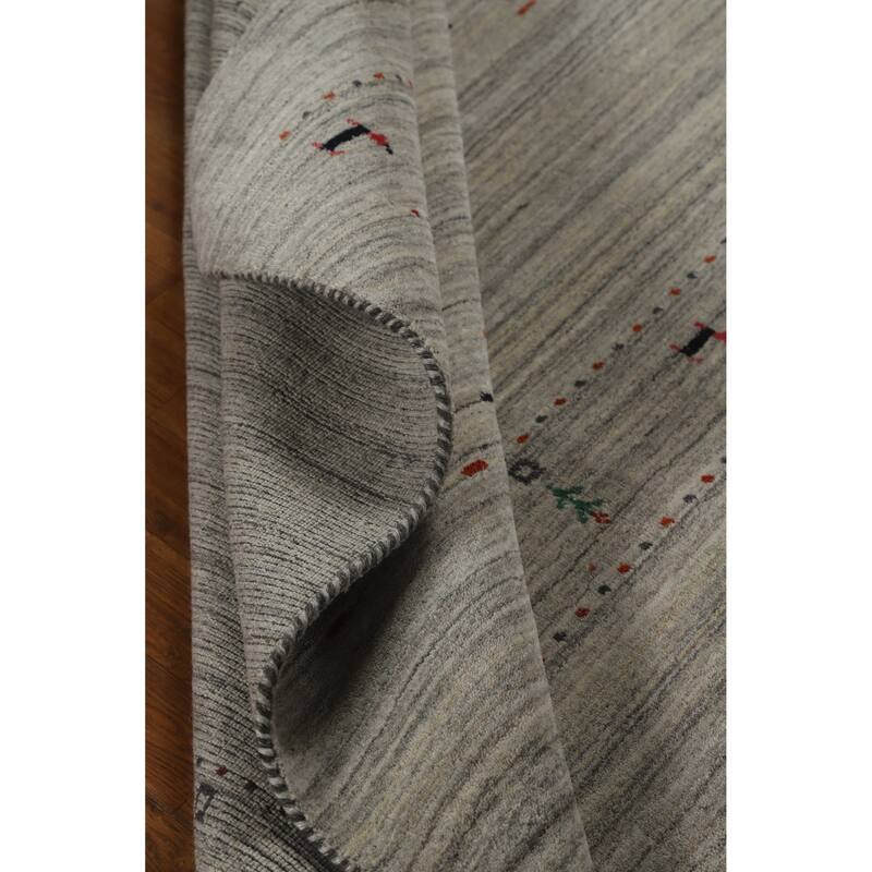 Hand Knotted Oriental 100% Wool Carpet Tribal Animal Pictorial Greys & Charcoal Gabbeh Area Rug - 7' 9'' X 5' 1''