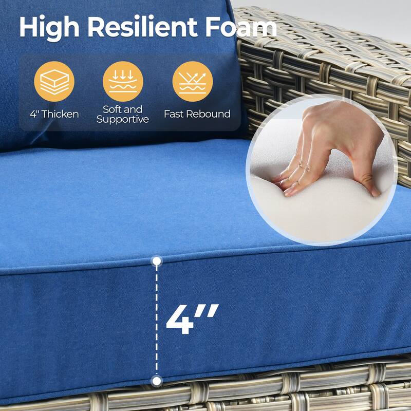 HOOOWOOO 9-piece Outdoor Wicker Furniture Swivel Rocking Chair Set with Fire Pit Table