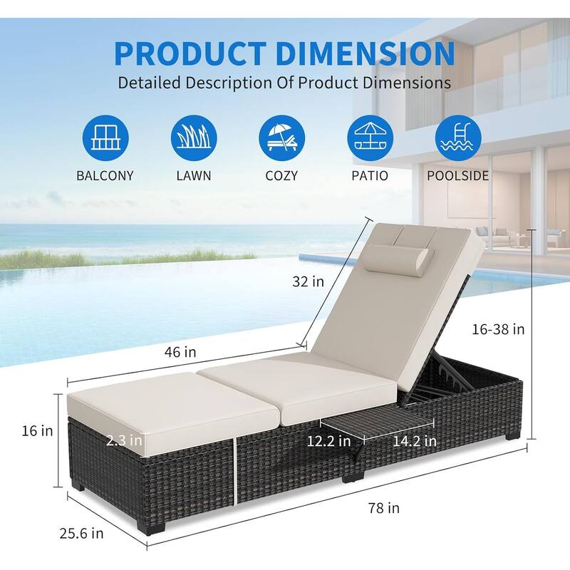 Chaise Lounge Chair Outdoor Set of 2