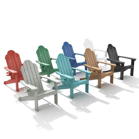 Outdoor Plastic Adirondack Chair with Cup Holder(Set of 2)