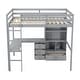 preview thumbnail 12 of 18, Wood High Full Size Loft Bed with Desk,Storage Shelves and Drawers