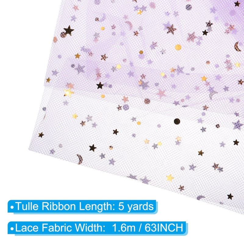 Tulle Fabric, 63inch Glitters Tulle Fabric Rolls Ribbon for Decoration - Purple - 5 Yards