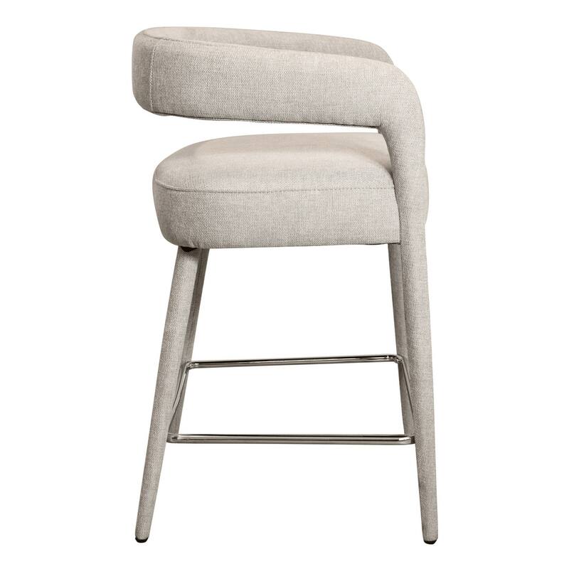 HomeRoots 25" Ivory Metal and Fabric Low Back Counter Height Bar Chair