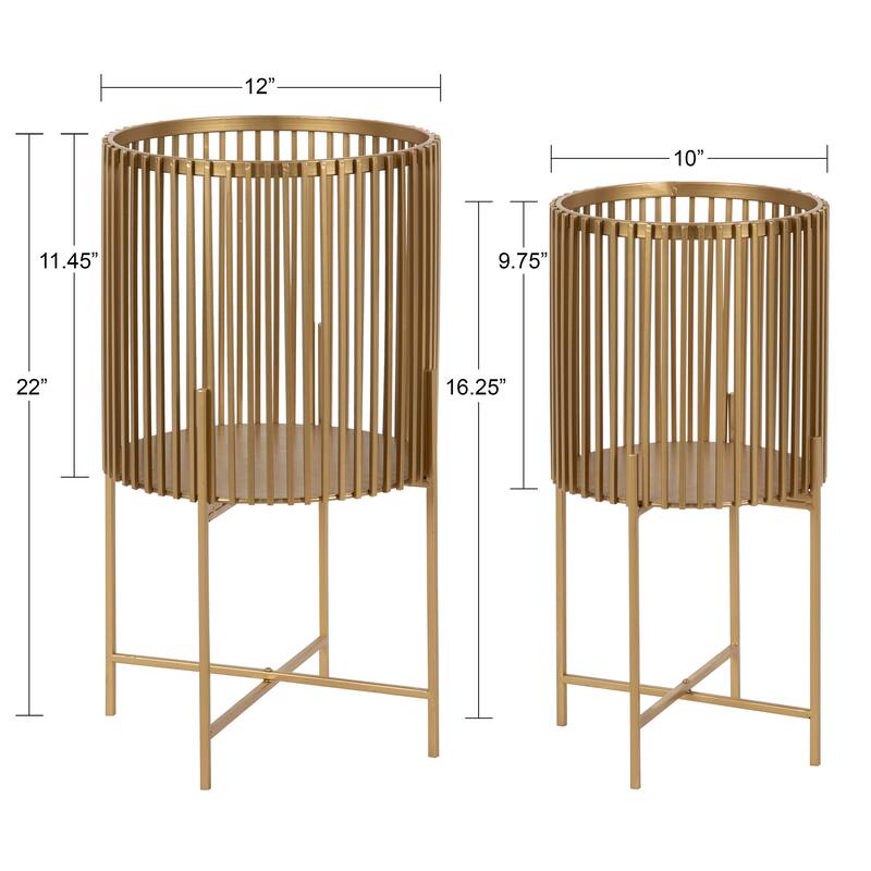 Kate and Laurel Paynter Metal Floor Planter Set - 2 Piece