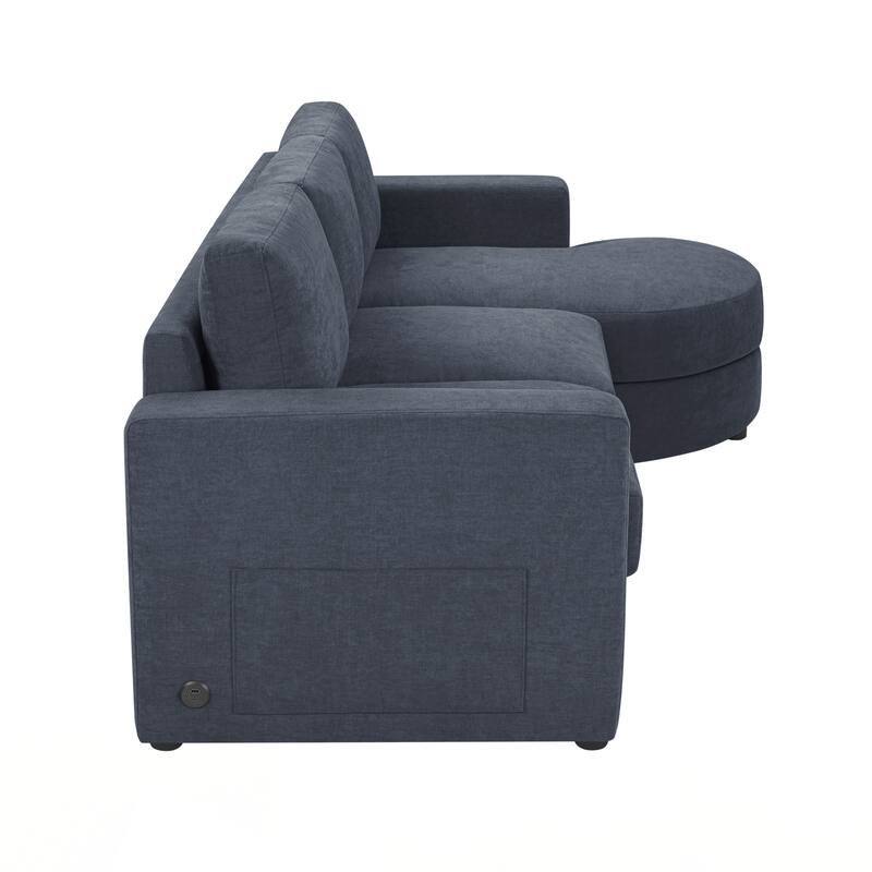 Modern Sectional Sofa 84.6" L-shaped Sofa Couch with a Curved Chaise Lounge