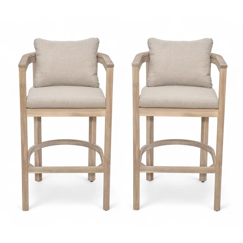 Christopher Knight Home - Lyona Acacia Wood Outdoor Bar Stool (Set of 2)