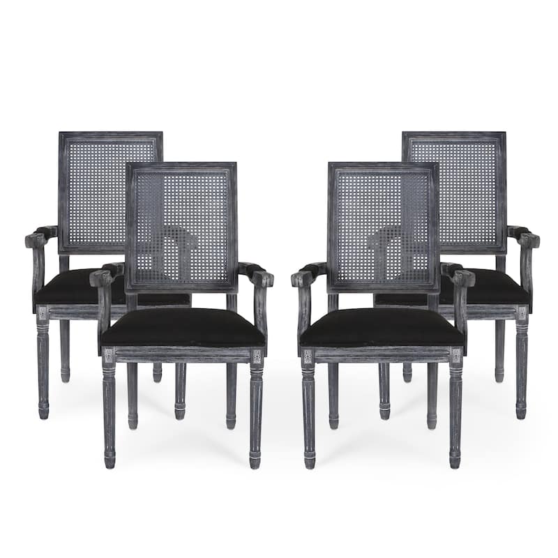 Maria Wood and Cane Upholstered Dining Chair by Christopher Knight Home - 23.75" L x 23.75" W x 39.75" H
