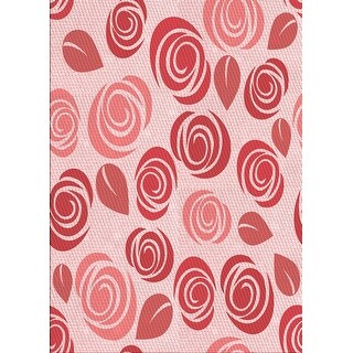 Ahgly Company Machine Washable Transitional Deep Rose Pink Area Rugs ...