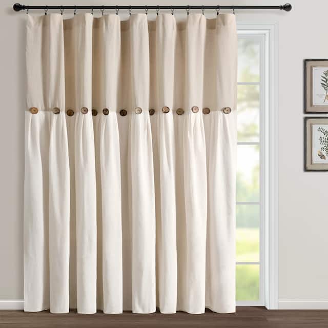 Lush Decor Linen Button Single Panel Window Curtain - 84"Lx100"W - Linen