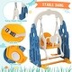 preview thumbnail 10 of 22, 4 In 1 Toddler Slide And Swing Set Kids Freestanding Climber Slide Playset With Basketball Hoop Rocket Themed Slide
