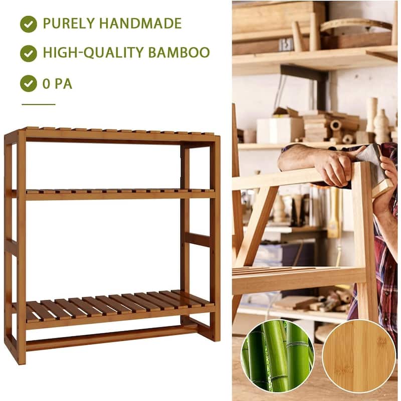 Bamboo Floating Shelves Bathroom Storage 3-Tier