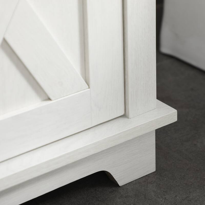 Farmhouse Pedestal Sink Cabinet, Compact Bathroom Storage with Double Doors, Open Shelf, U-Shaped Design