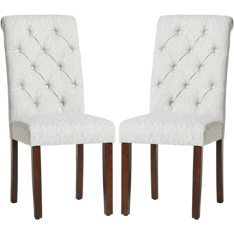 Tufted Parsons Upholstered Dining Side Chairs with Solid Wood Legs and Padded Seat