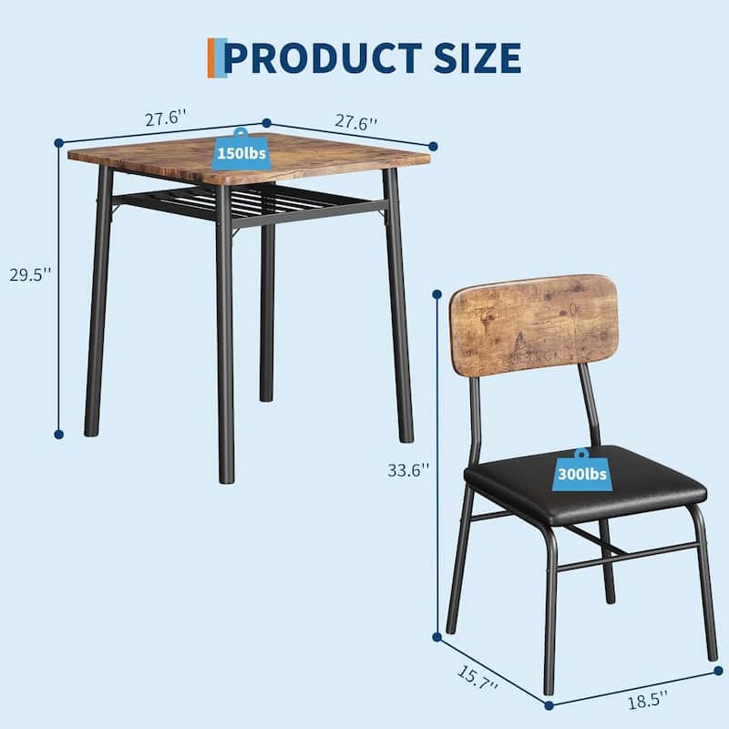 Kitchen Dining Table for 2 with Storage Rack Set for Small Space, Apartment