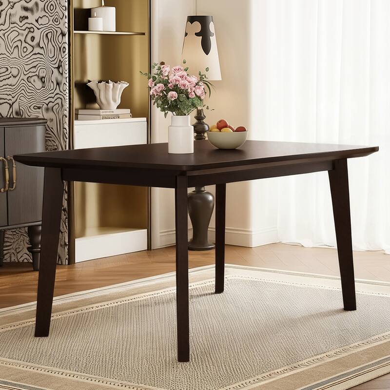 Roomfitters 5-Piece Farmhouse Dining Table Set, Solid Wood Kitchen Table with 4 Upholstered Chairs, Compact Dining Set