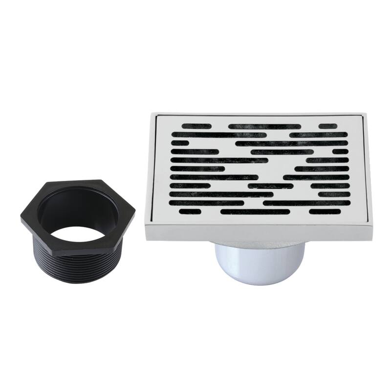 Watercourse Transit 4" Square Grid Shower Drain - Polished Chrome