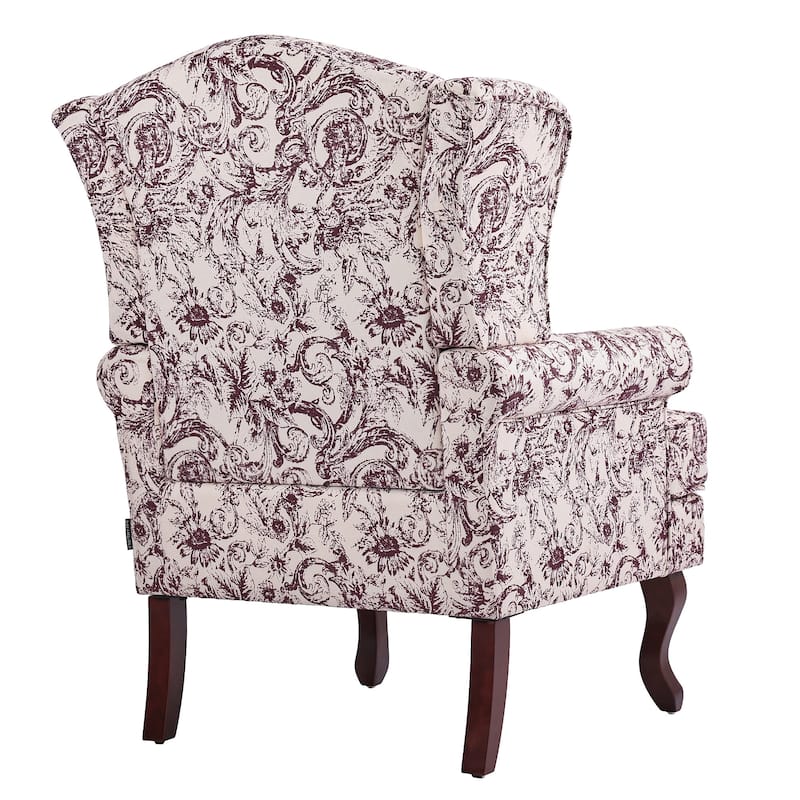 Elegant Living Room Wing Back Arm Chair Upholstered Accent Chair
