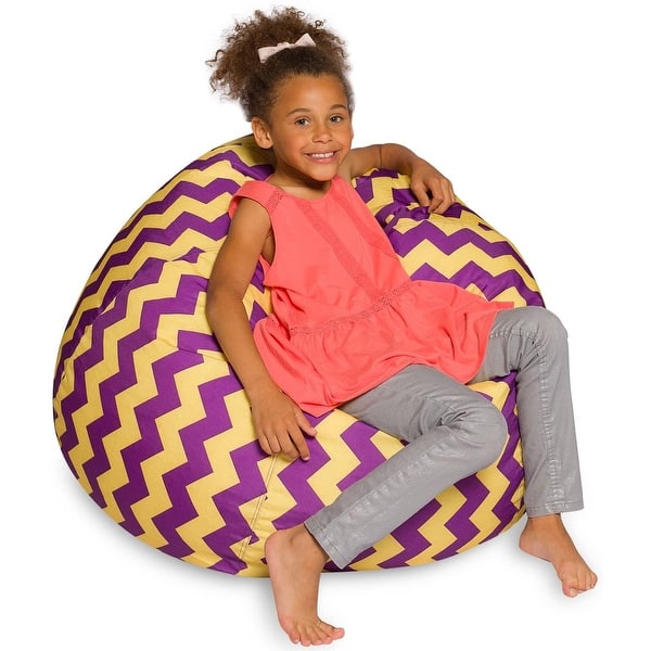 slide 2 of 5, Bean Bag Chair Purple/ Yellow Chevron Bean Bag Machine Washable Cover 27 x 27 x 22 inches