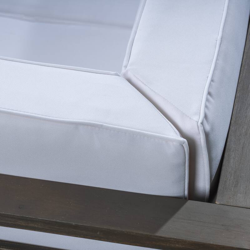 Malawi Outdoor 12-Piece U-Shaped Acacia Wood Sectional Sofa Set with Fire Pit by Christopher Knight Home