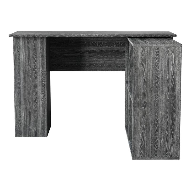 CraftPorch Elegance L-Shape Writing Desk with Cabinet - Dark Grey