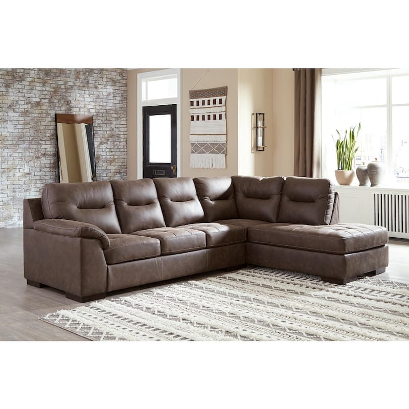 Signature Design by Ashley Maderla 2-Piece Sectional with Chaise, Walnut