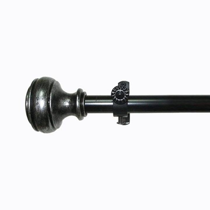 Buono II Bradford Adjustable Window Curtain Rod, Silver - Black - 48-86