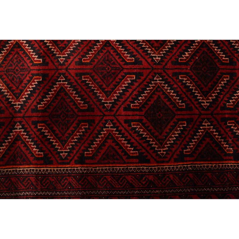 ECARPETGALLERY Hand-knotted Baluch Red Wool Rug - 3'1 x 6'1