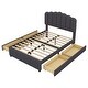 preview thumbnail 20 of 18, Upholstered Bed with 4 Storage Drawers,Wood Slat Support