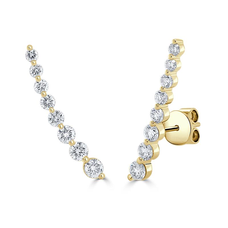 Joelle Collection 14K Gold & Diamond Ear Climber Earrings - 0.98ct - Yellow