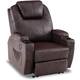 Mcombo Electric Power Recliner Chair with Massage and Heat,USB Charge Ports,Side Pockets and Cup Holders,Faux Leather 7050 - Dark Brown