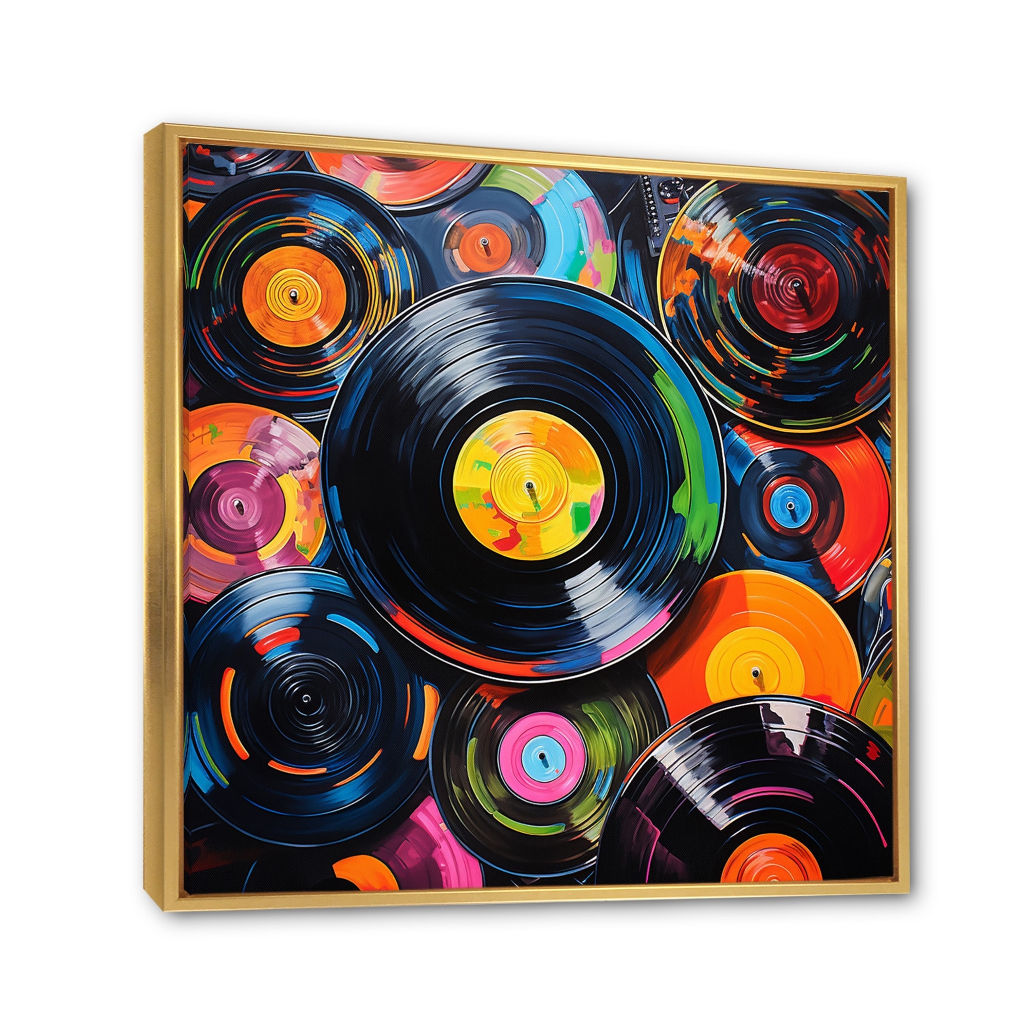 Designart Colorful Vinyl Records Melodies II Vinyl Records Framed Wall  Decor - Bed Bath & Beyond - 38902634