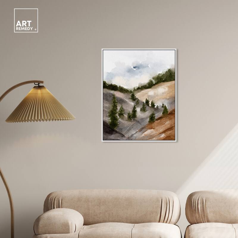 Art Remedy Looks Closer But Is Far Framed Landscape 1 Piece Canvas Wall Art Watercolor Style