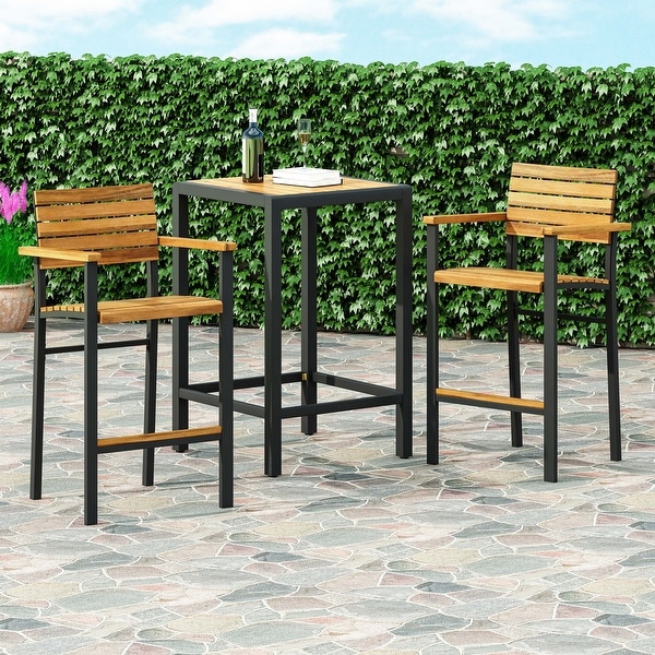 Brampton Modern Industrial Acacia Wood Barstool (Set of 2) by Christopher Knight Home - 23.00" W x 21.25" D x 43.00" H. Opens flyout.