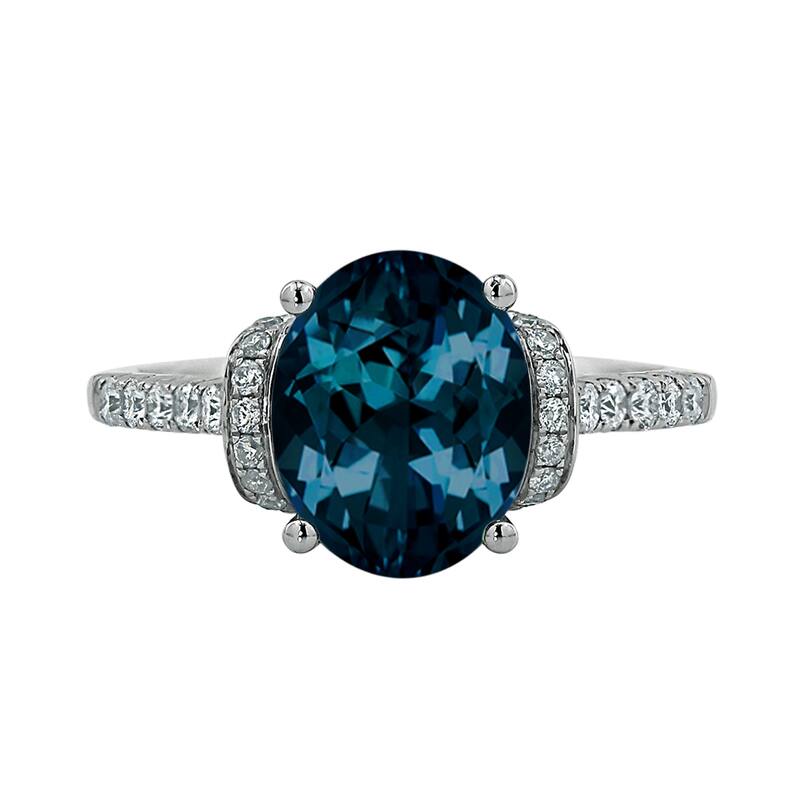 Auriya Modern 2 3/8ct Oval London-blue Topaz and Diamond Engagement Ring 3/8cttw 14k Gold