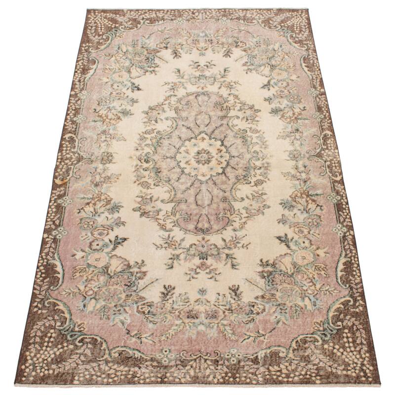 ECARPETGALLERY Hand-knotted Antalya Vintage Beige Wool Rug - 5'9 x 9'1